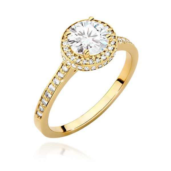 Pierścionek z diamentem 1,38 ct W0508 – żółte złoto próby 585