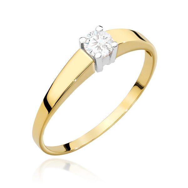 Pierścionek z diamentem 0,25 ct W0524 – żółte złoto próby 585