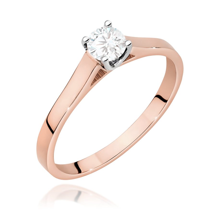 Pierścionek z diamentem 0,40 ct z różowego złota · W526