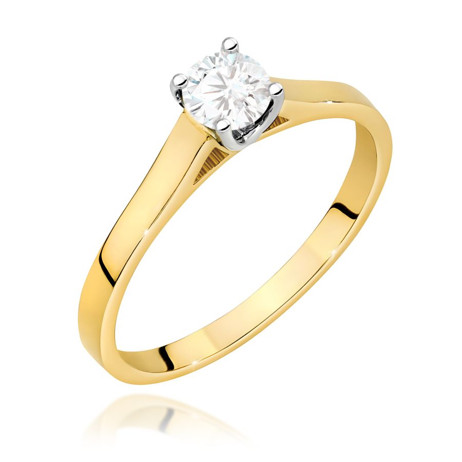 Pierścionek z brylantem 0,50 ct w żółtym złocie · W526