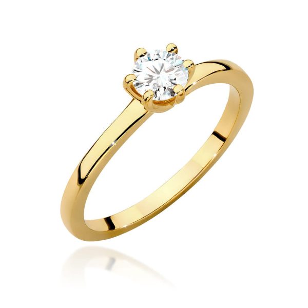 Pierścionek z diamentem 0,40 ct W0535 – żółte złoto próby 585