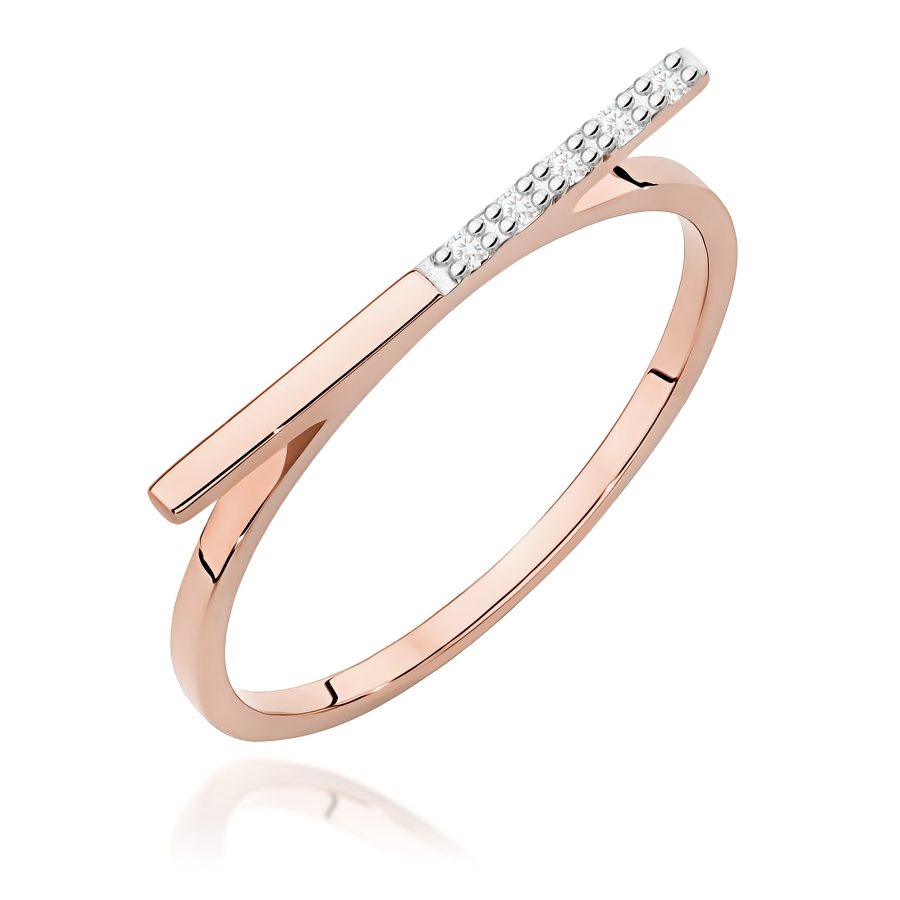 Pierścionek z diamentami 0,03 ct W0537 – różowe złoto próby 585 · W537