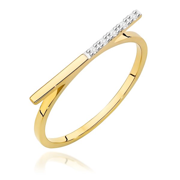 Pierścionek z diamentami 0,03 ct W0537 – żółte złoto próby 585
