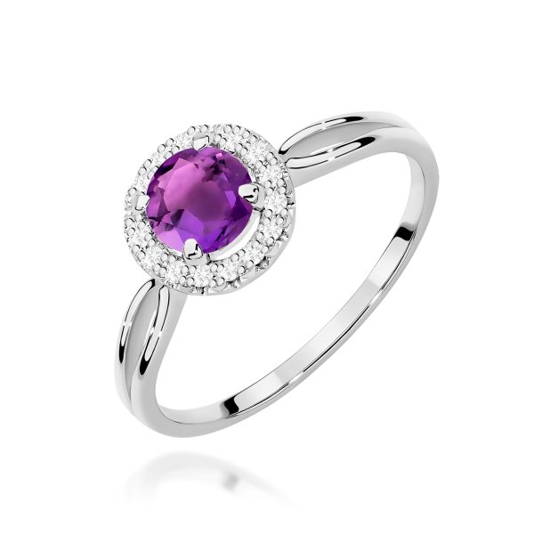 Pierścionek z ametystem 0,90 ct W0538 – białe złoto próby 585