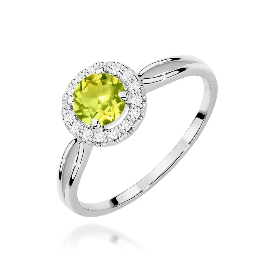 Pierścionek z kamieniem oliwin 0,90 ct W0538 – białe złoto próby 585 · W538