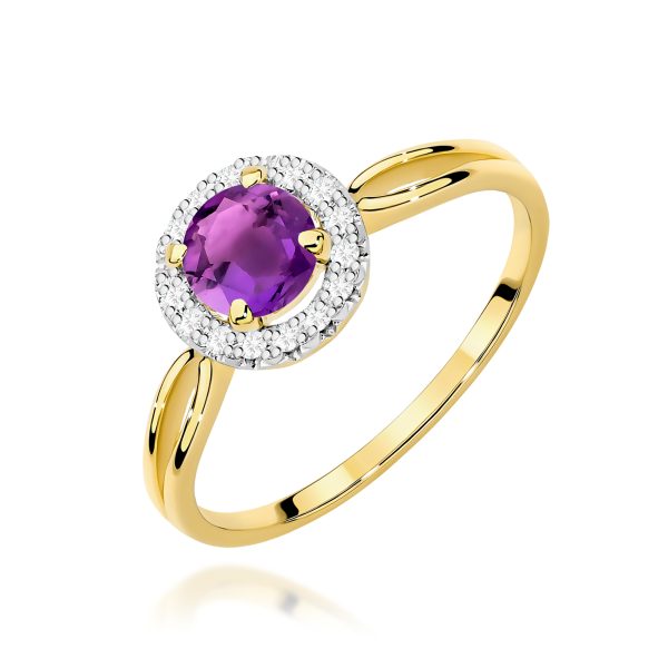 Pierścionek z ametystem 0,90 ct W0538 – żółte złoto próby 585