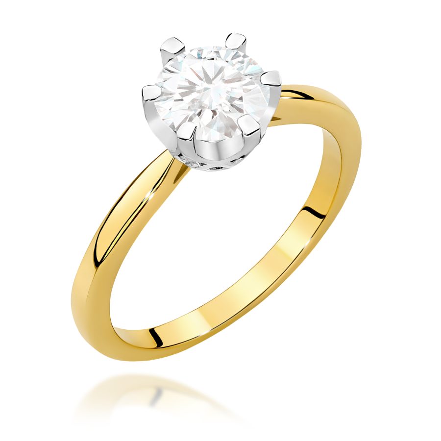 Pierścionek z diamentem 1,06 ct w żółtym złocie · W539