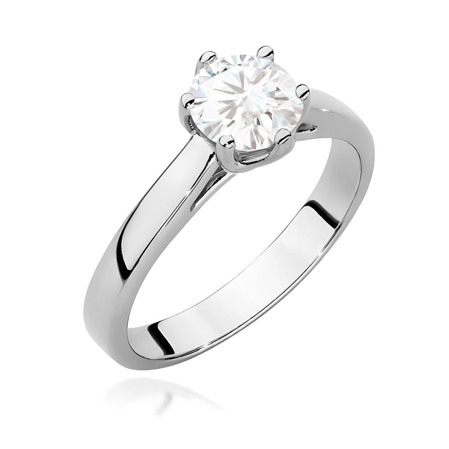 Pierścionek z okrągłym diamentem 0,70 ct w białym złocie · W540