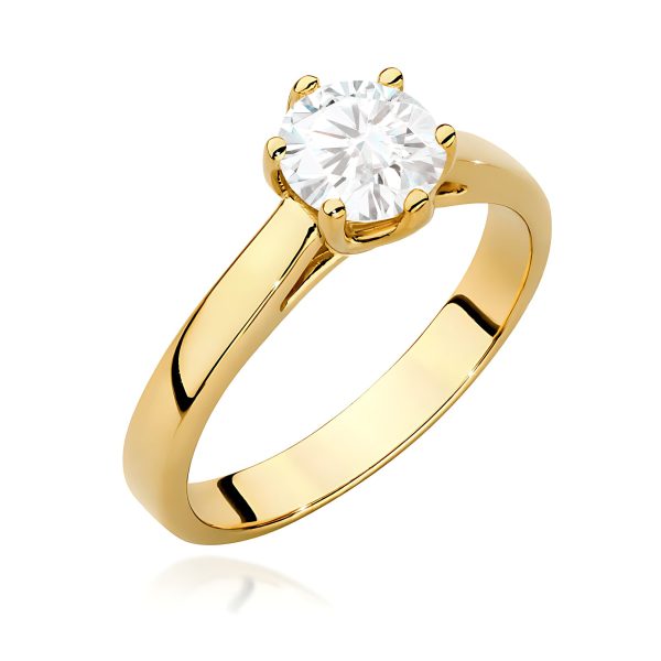 Pierścionek z diamentem 0,70 ct W0540 – żółte złoto próby 585