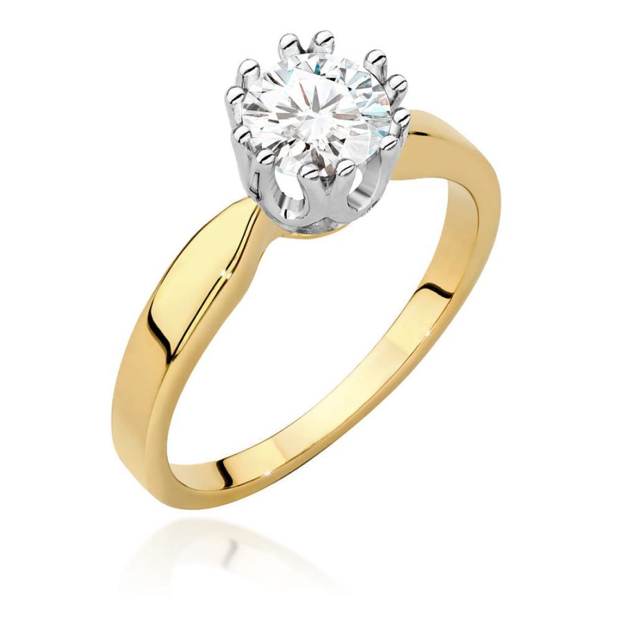 Pierścionek z brylantem 0,70 ct w żółtym złocie · W541