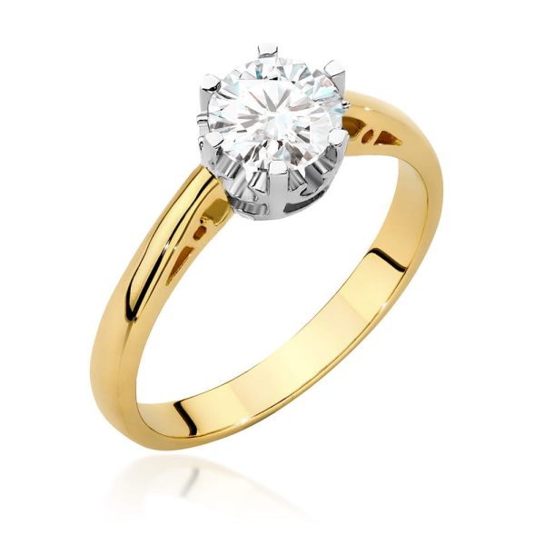 Pierścionek z diamentem 0,70 ct W0542 – żółte złoto próby 585