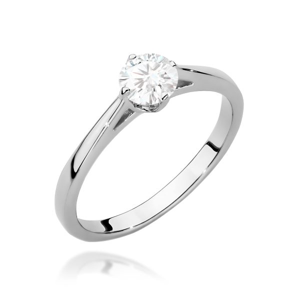 Pierścionek z diamentem 0,40 ct W0543 – białe złoto próby 585