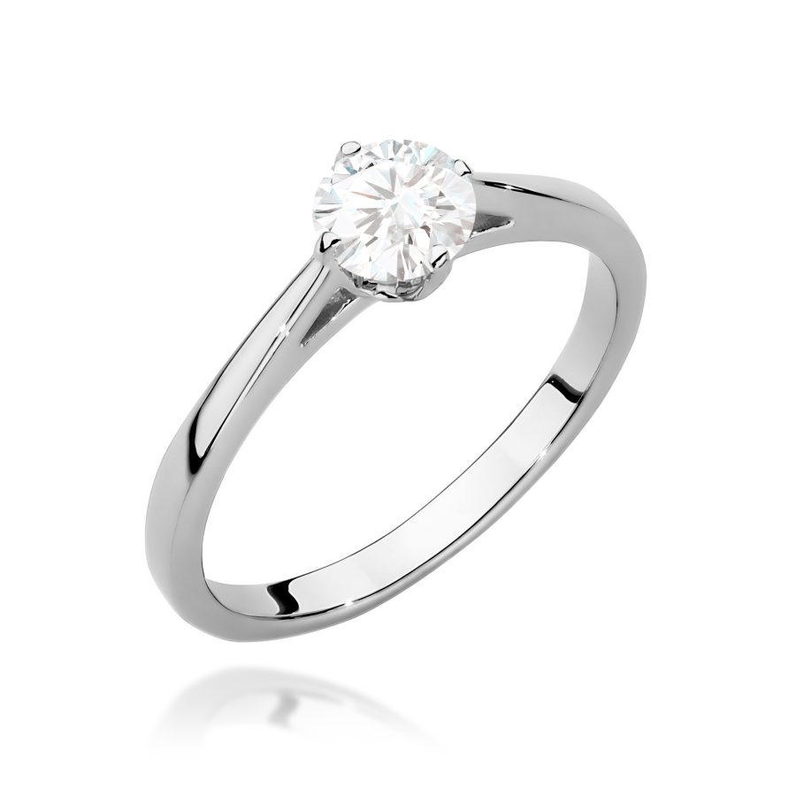 Pierścionek z okrągłym diamentem 0.5 ct w białym kolorze · W543