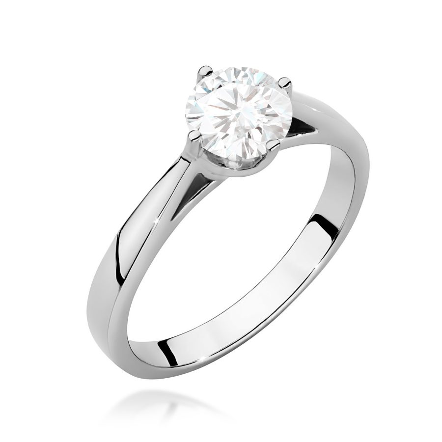 Pierścionek z diamentem 0,70 ct z białego złota · W543