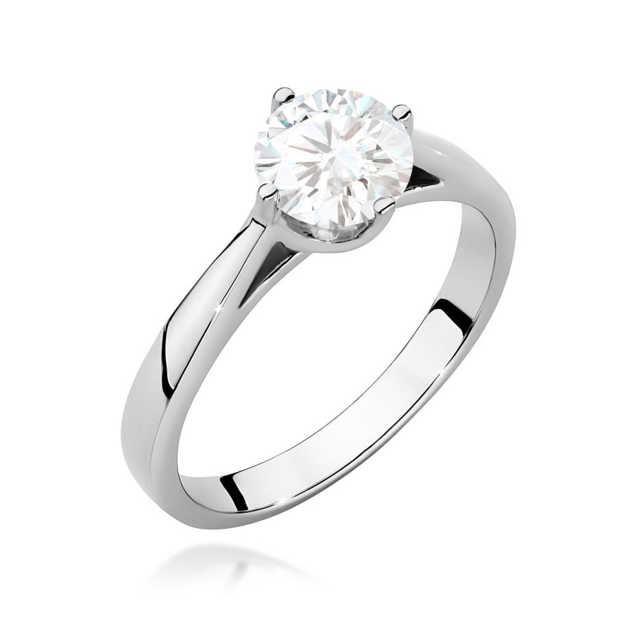 Pierścionek z diamentem 1,00 ct w białym złocie · W543