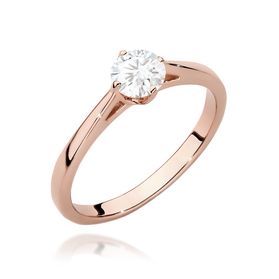 Ring in rose gold with round diamond lab-grown 0,40 ct