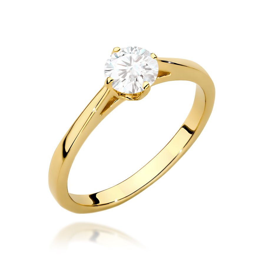 Pierścionek z brylantem 0,50 ct w żółtym złocie · W543