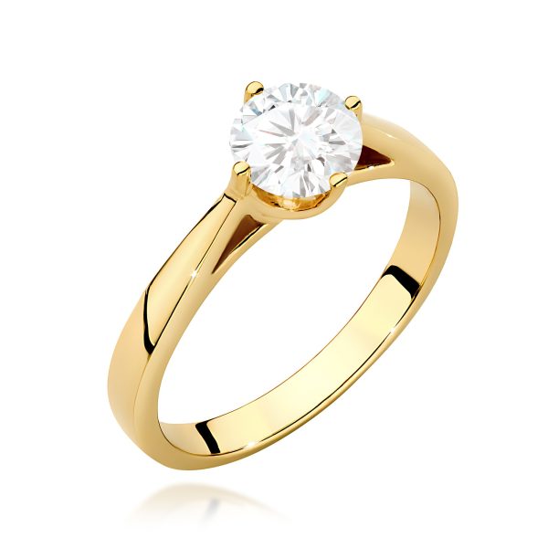 Pierścionek z diamentem 0,70 ct W0543 – żółte złoto próby 585