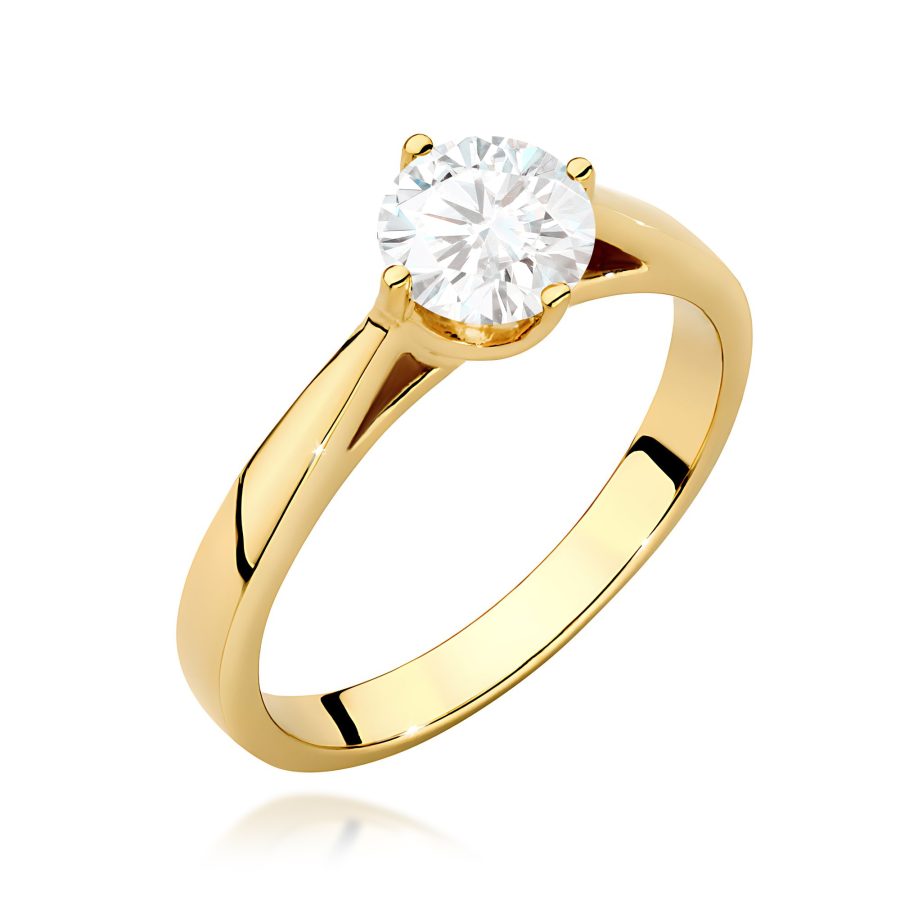 Pierścionek z żółtego złota z brylantem 0,70 ct · W543