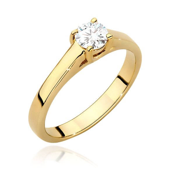 Pierścionek z diamentem 0,40 ct W0544 – żółte złoto próby 585
