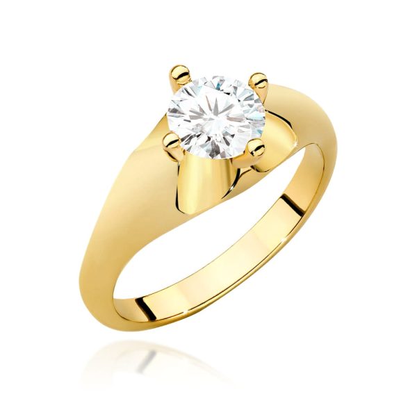 Pierścionek z diamentem 0,70 ct W0545 – żółte złoto próby 585