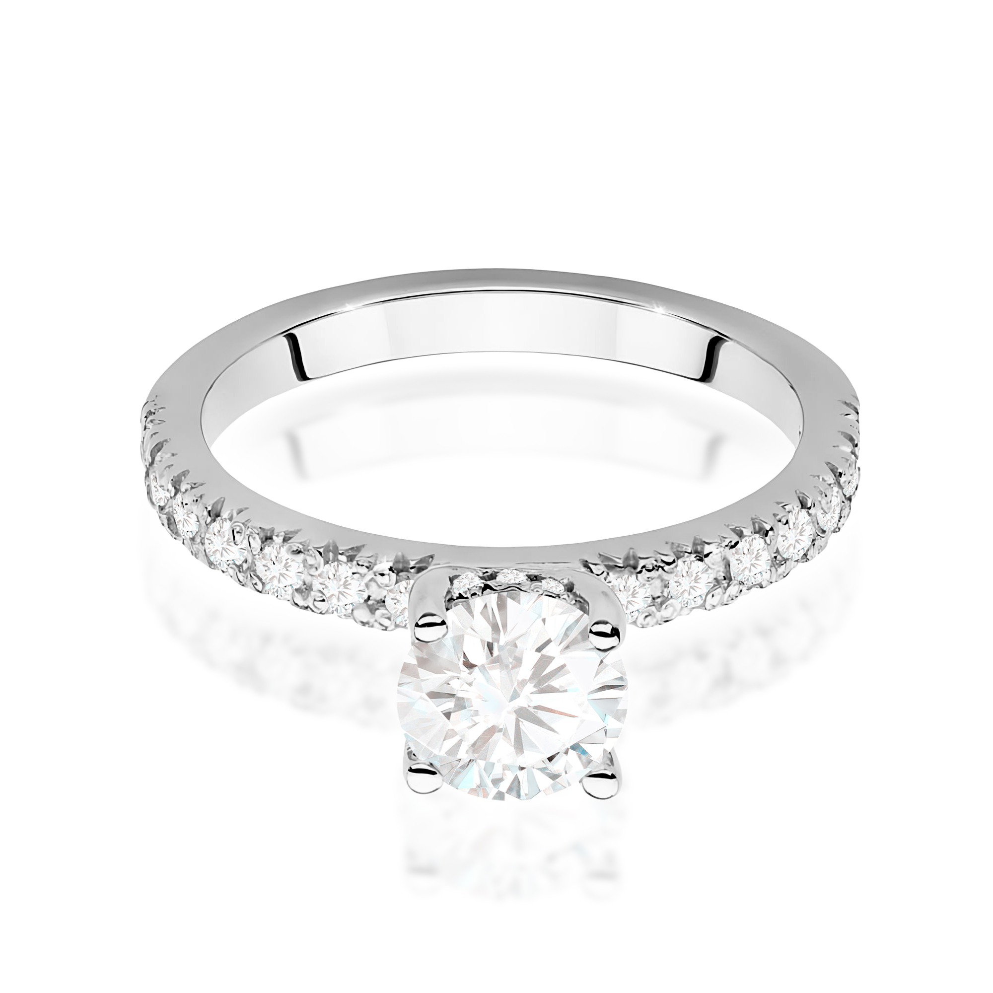Pierścionek z diamentem laboratoryjnym 0,96 ct w białym złocie 585 · W0546 - obrazek 2