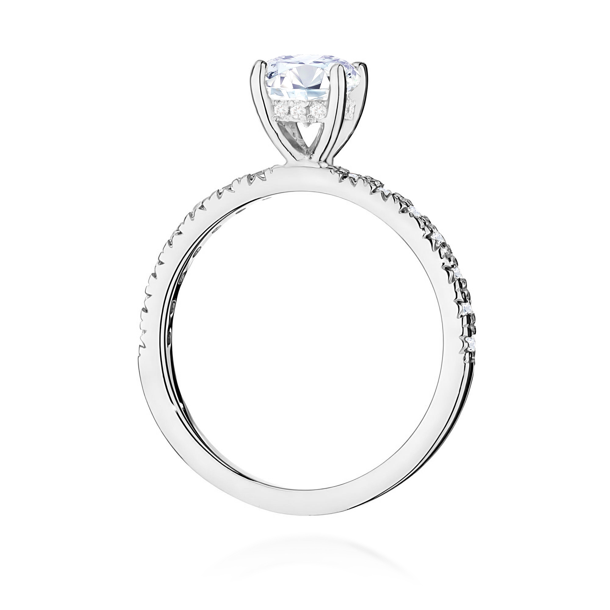 Pierścionek z diamentem laboratoryjnym 0,96 ct w białym złocie 585 · W0546 - obrazek 3