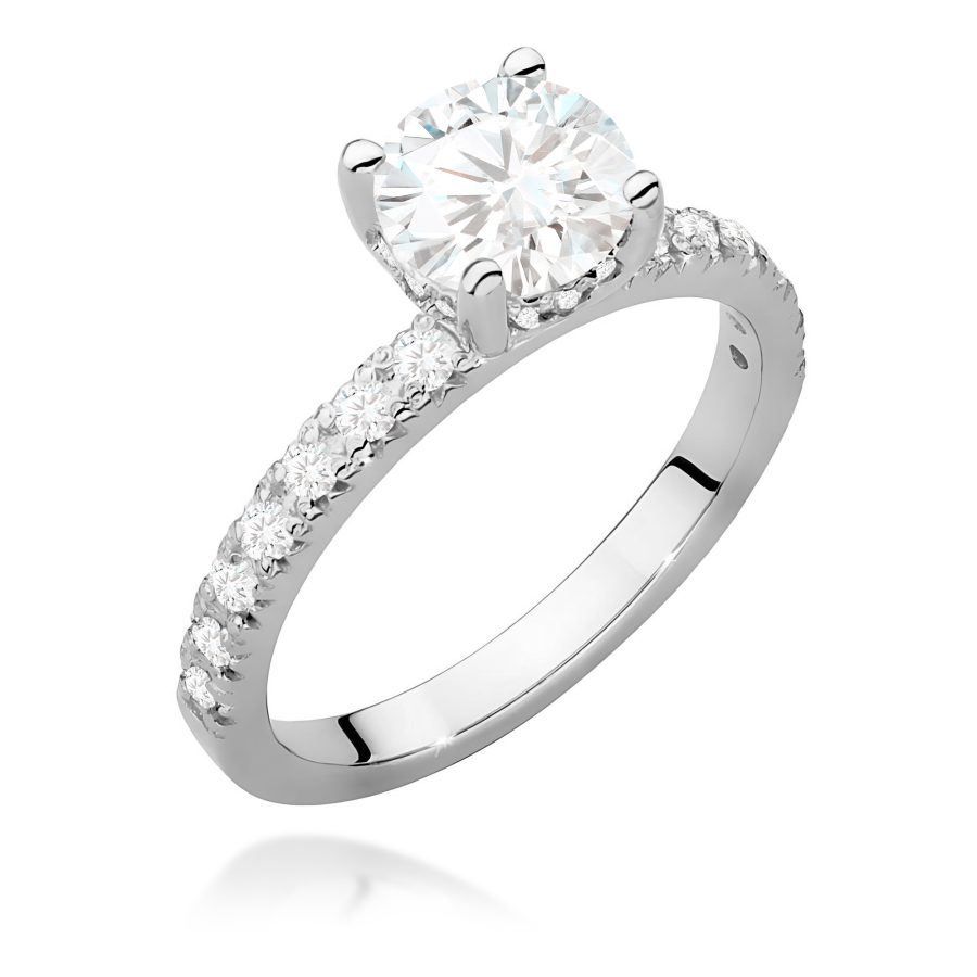 Pierścionek z diamentami o łącznej masie 1,26 ct – białe złoto · W546