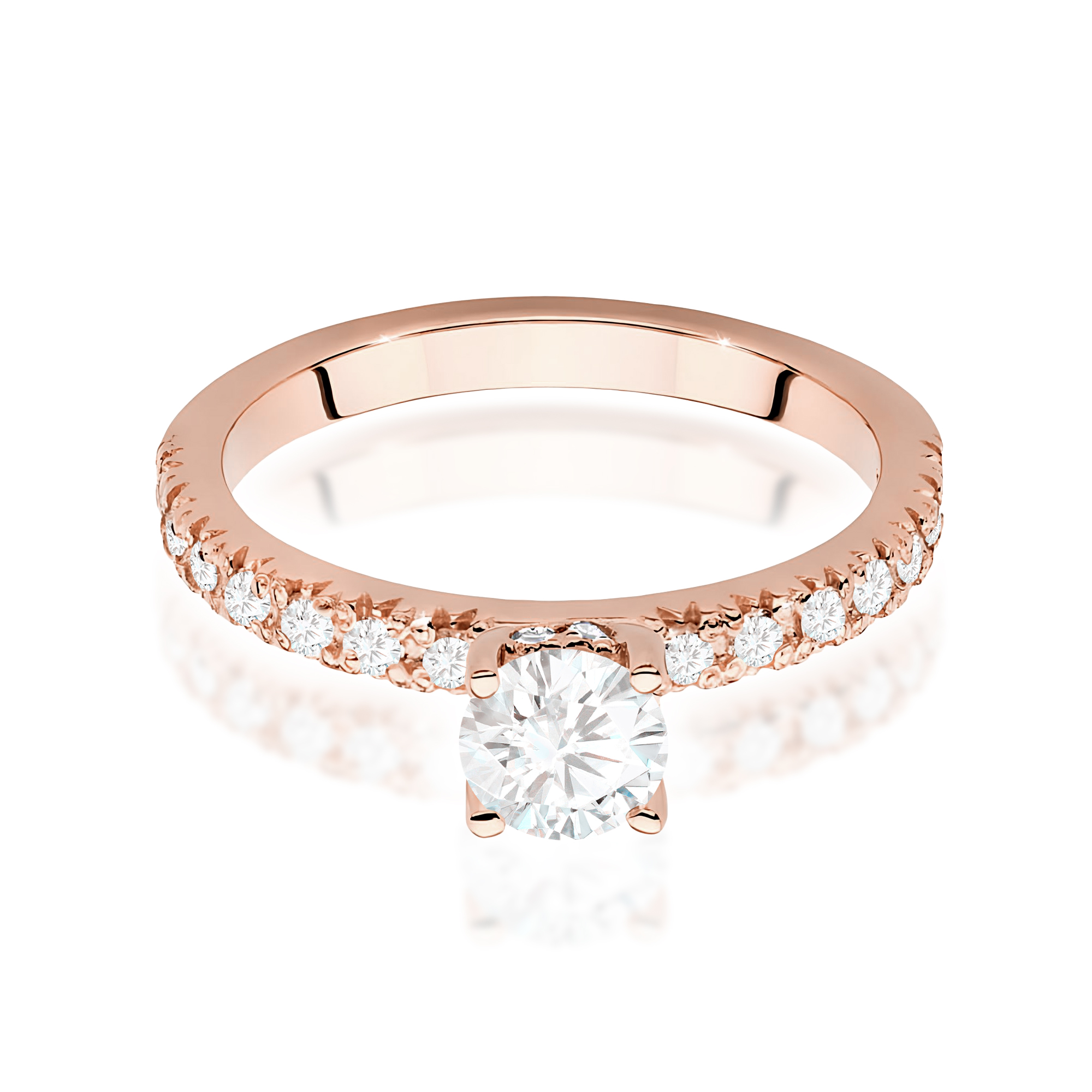 Pierścionek z diamentem laboratoryjnym 0,74 ct w różowej tonacji · W0546 - obrazek 2