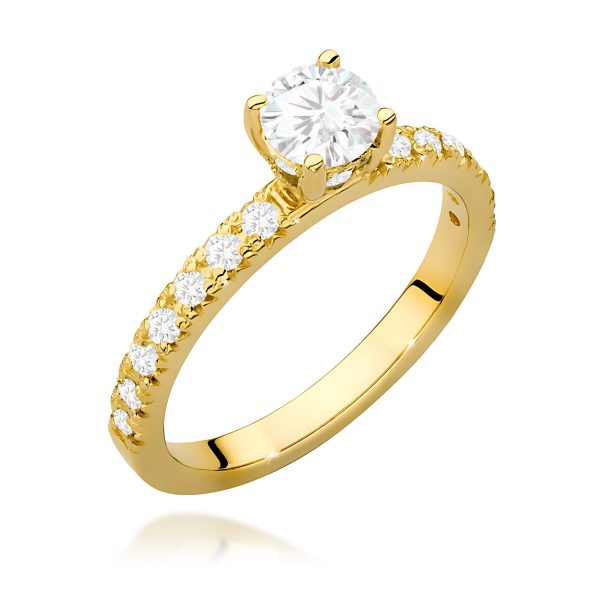 Pierścionek z diamentem 0,74 ct W0546 – żółte złoto próby 585