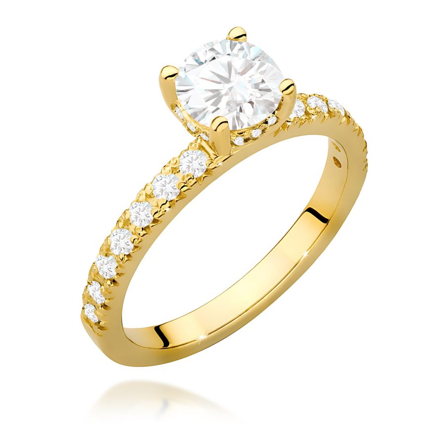 Pierścionek z diamentem 0.96 ct w żółtym złocie · W546