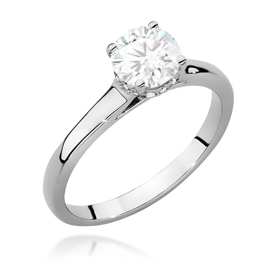Pierścionek z białego złota z diamentami 0,76 ct · W547