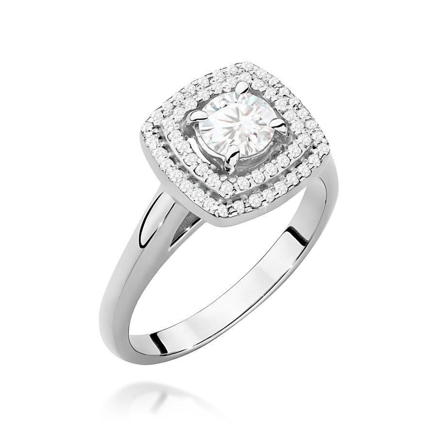 Pierścionek z diamentem 0,78 ct – białe złoto próby 585 · W548