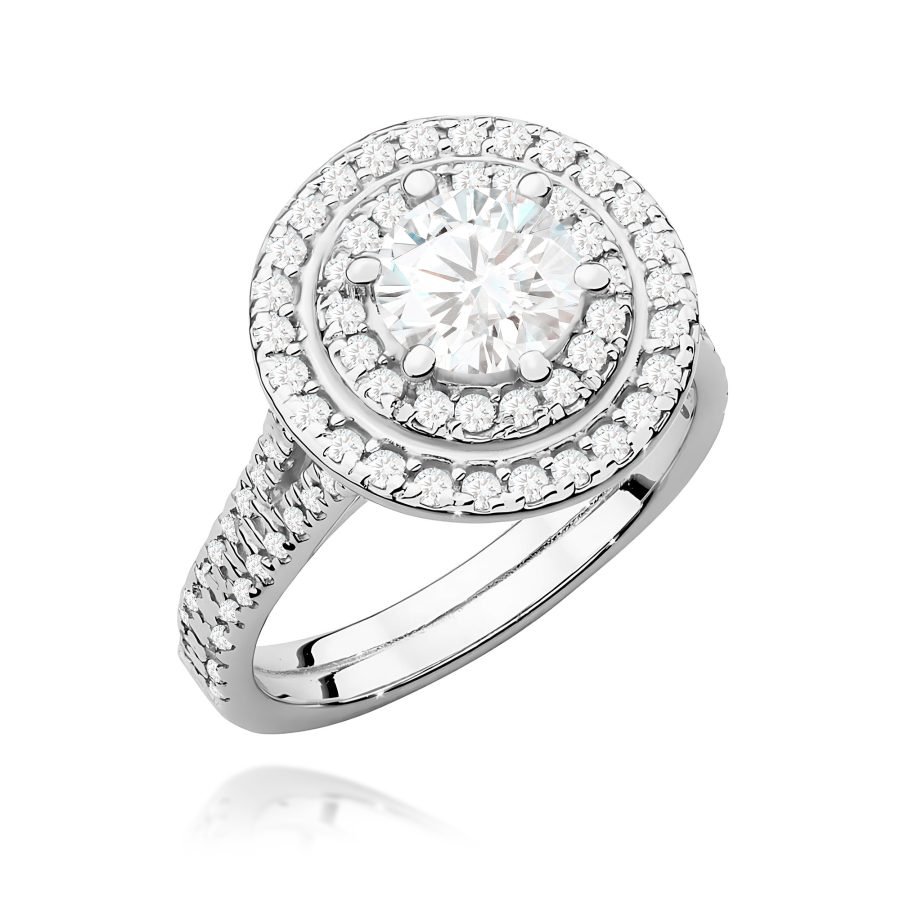 Pierścionek z diamentem 1,33 ct z okrągłym kamieniem centralnym · W549