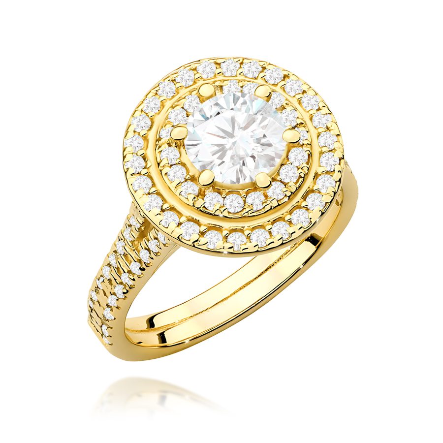 Pierścionek z okrągłym diamentem 1.33 ct w żółtym złocie · W549