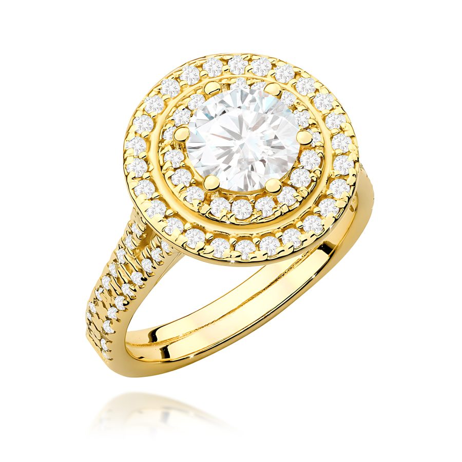 Pierścionek z diamentem 1,63 ct w żółtym złocie próby 585 · W549
