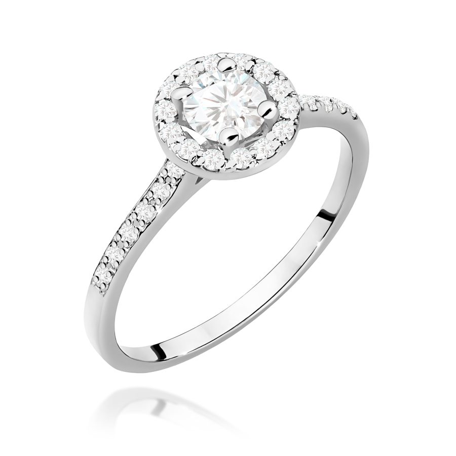 Pierścionek z diamentem laboratoryjnym 0,64 ct – białe złoto próby 585 · W0551