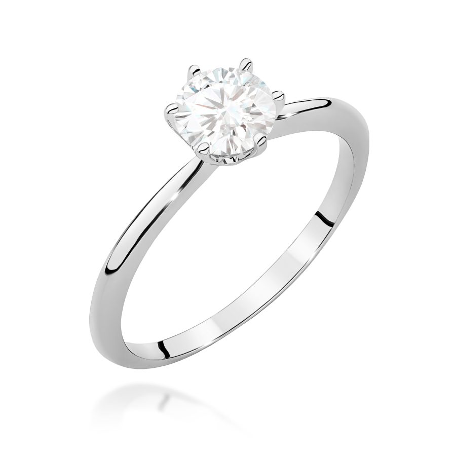 Pierścionek z diamentem 0,70 ct z białego złota · W553