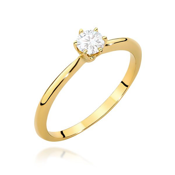 Pierścionek z diamentem 0,40 ct W0553 – żółte złoto próby 585