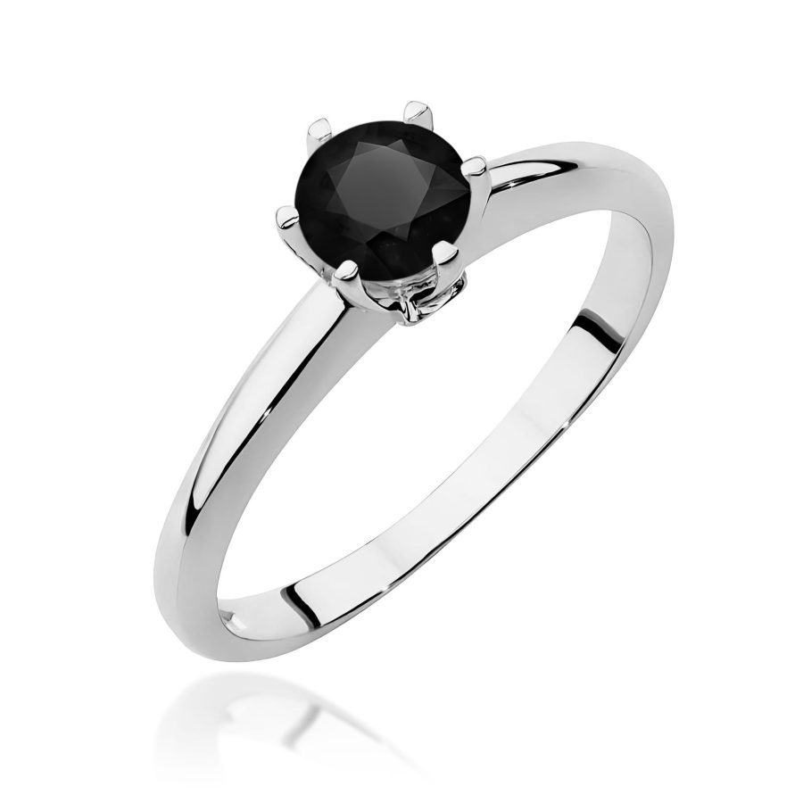 Pierścionek z białego złota z czarnym diamentem 0,50 ct · W557