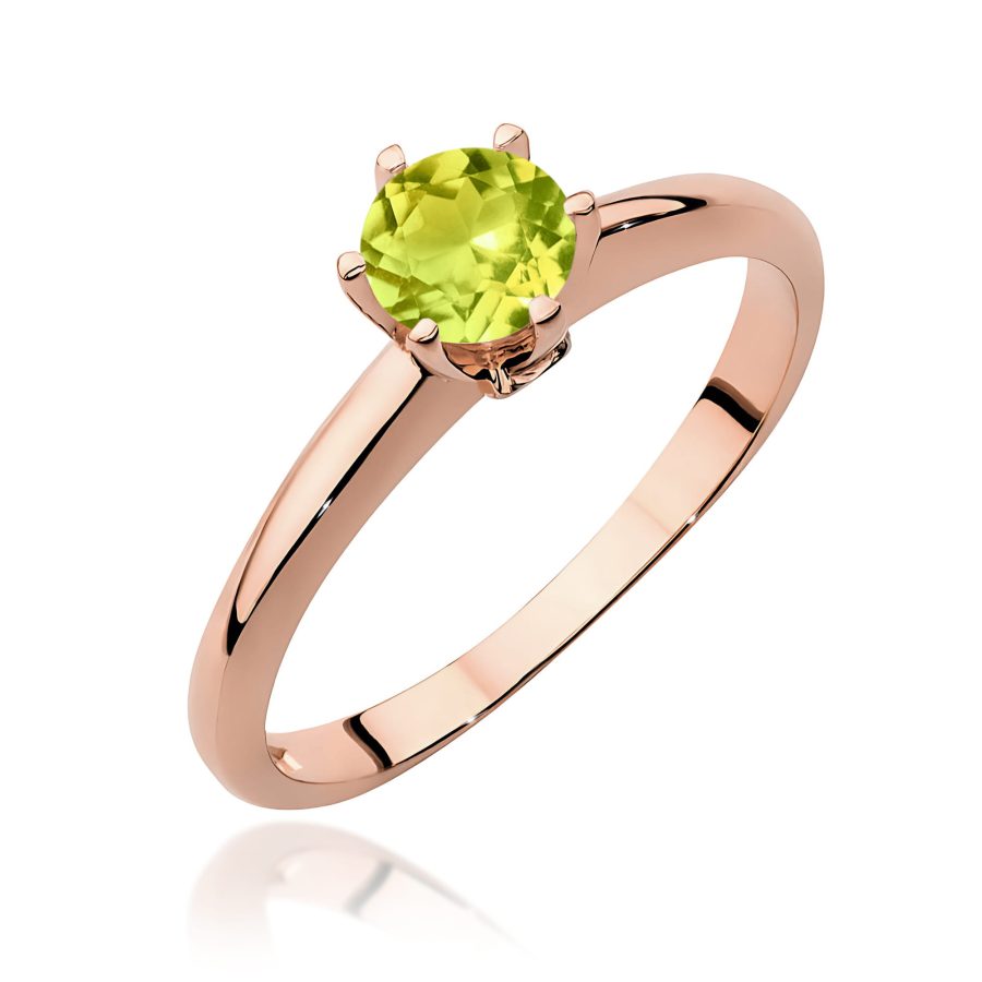 Pierścionek z kamieniem oliwin 0,60 ct W0557 – różowe złoto próby 585 · W557