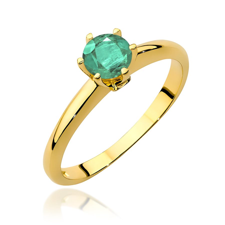 Pierścionek ze szmaragdem 0,50 ct i diamentami · W557