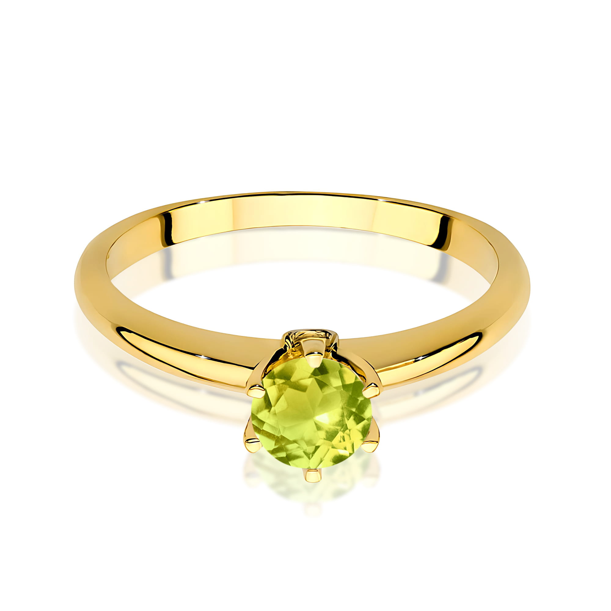 Ring with peridot and diamond in yellow gold – product image 3