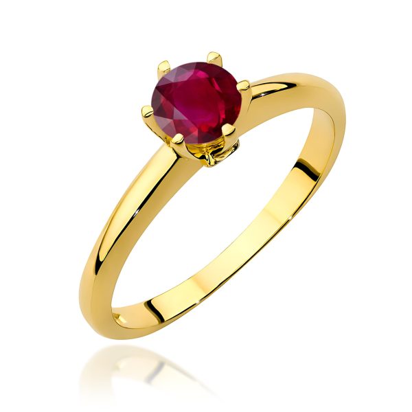 Pierścionek z rubinem 0,60 ct W0557 – żółte złoto próby 585