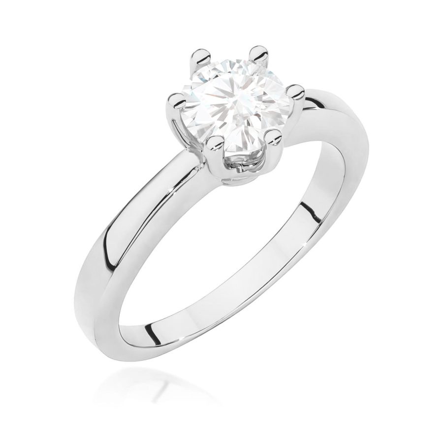 Pierścionek z brylantem 0,70 ct z białego złota 585 · W563