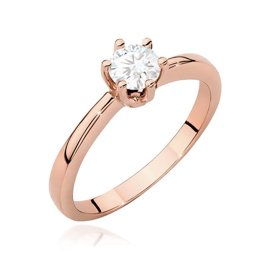 Pierścionek z diamentem 0,40 ct z różowego złota próby 585 · W563