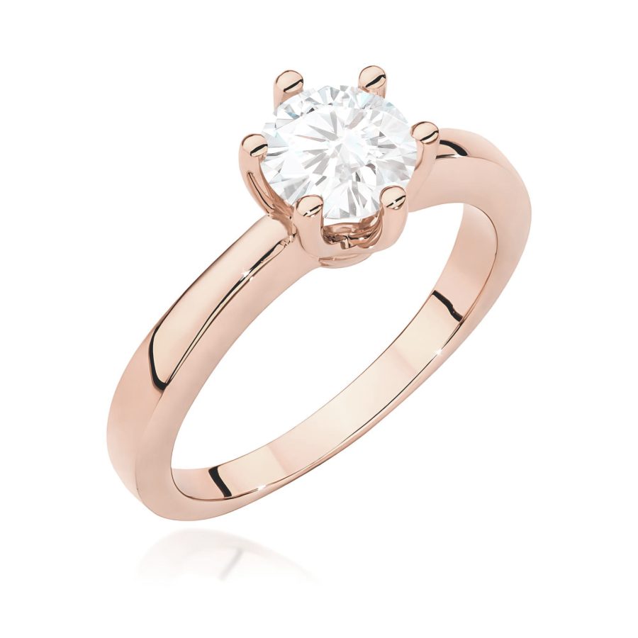 Pierścionek z brylantem 0.7 ct w różowym złocie · W563