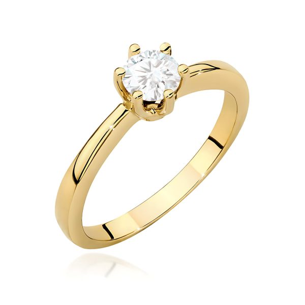 Pierścionek z diamentem 0,40 ct W0563 – żółte złoto próby 585