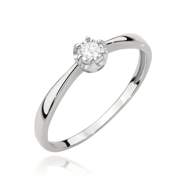 Pierścionek z diamentem 0,06 ct W0567 – białe złoto próby 585