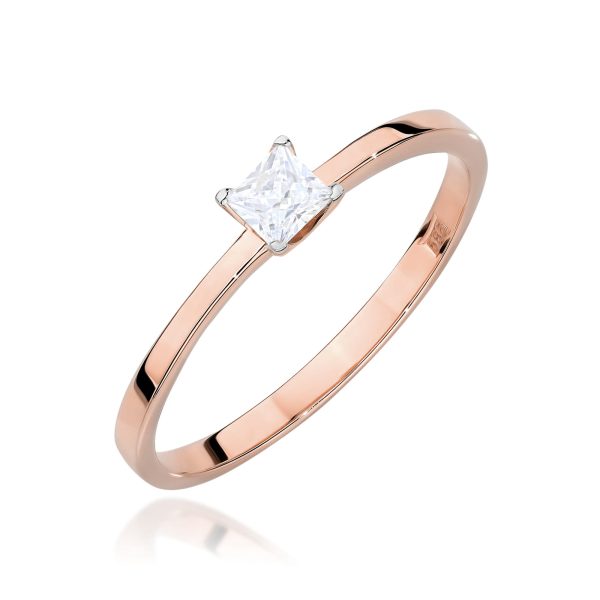 Pierścionek z diamentem 0,15 ct W0586 – różowe złoto próby 585